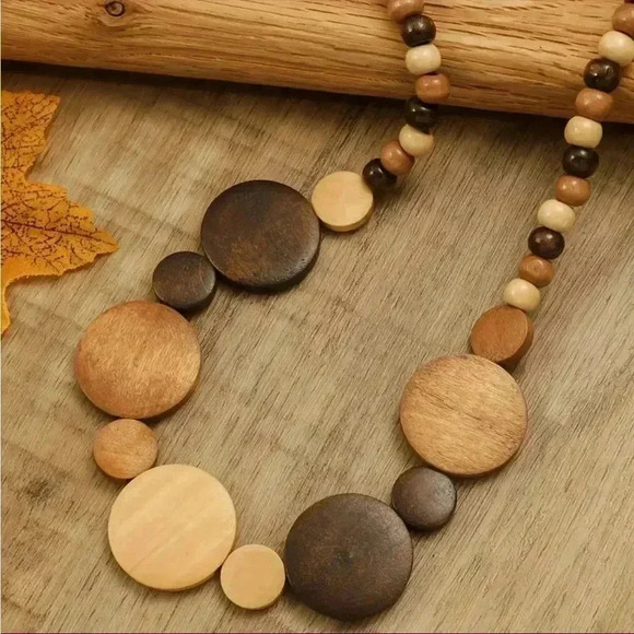 Jewelry - Wooden Vintage Bohemian Handmade Beaded Multicolored Necklace 

Boho
Wood